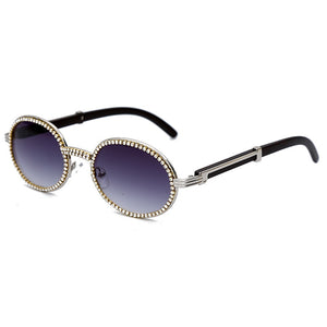 JASPEER Occhiali da sole rotondi con diamanti Uomo Donna Designer di marca Montatura in plastica Occhiali da vista punk con strass viola 