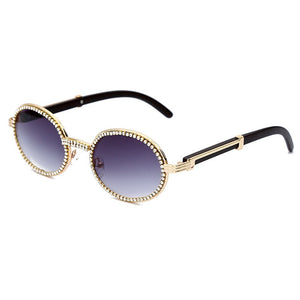 JASPEER Occhiali da sole rotondi con diamanti Uomo Donna Designer di marca Montatura in plastica Occhiali da vista punk con strass viola 