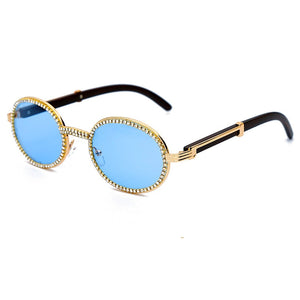 JASPEER Occhiali da sole rotondi con diamanti Uomo Donna Designer di marca Montatura in plastica Occhiali da vista punk con strass viola 