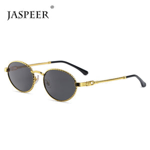 JASPEER Mirror Small Oval Sunglasses For Men Metal UV400 Retro Round Sun Glasses Women Shades 2023 Summer Eyewear