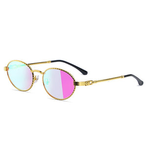JASPEER Mirror Small Oval Sunglasses For Men Metal UV400 Retro Round Sun Glasses Women Shades 2023 Summer Eyewear