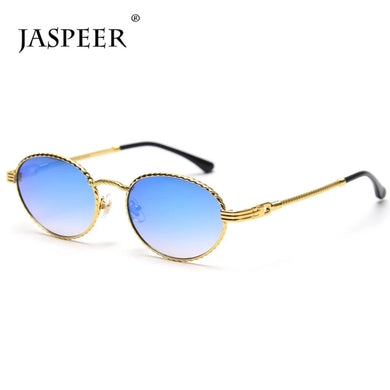 JASPEER Mirror Small Oval Sunglasses For Men Metal UV400 Retro Round Sun Glasses Women Shades 2023 Summer Eyewear