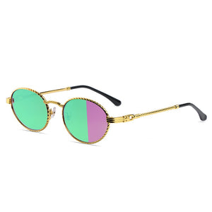 JASPEER Mirror Small Oval Sunglasses For Men Metal UV400 Retro Round Sun Glasses Women Shades 2023 Summer Eyewear