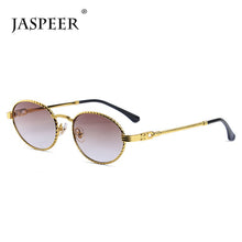 Load image into Gallery viewer, JASPEER Mirror Small Oval Sunglasses For Men Metal UV400 Retro Round Sun Glasses Women Shades 2023 Summer Eyewear