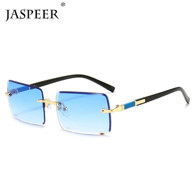 JASPEER Rectangle Sunglasses Men Rimless Sun Glasses Women UV400 Driving Gradient Shades Eyewear