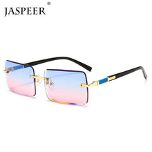 Load image into Gallery viewer, JASPEER Rectangle Sunglasses Men Rimless Sun Glasses Women UV400 Driving Gradient Shades Eyewear