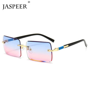 JASPEER Rectangle Sunglasses Men Rimless Sun Glasses Women UV400 Driving Gradient Shades Eyewear