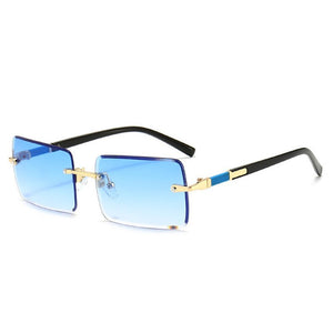 JASPEER Rectangle Sunglasses Men Rimless Sun Glasses Women UV400 Driving Gradient Shades Eyewear