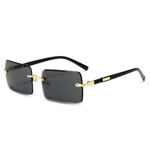 JASPEER Rectangle Sunglasses Men Rimless Sun Glasses Women UV400 Driving Gradient Shades Eyewear