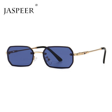 JASPEER Rectangle Sunglasses Men UV400 Driving Punk Rimless Sun Glasses Women Small Narrow Shades Eyewear Gafas De Sol