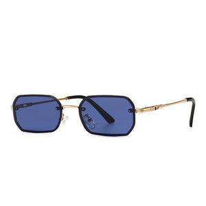 JASPEER Rectangle Sunglasses Men UV400 Driving Punk Rimless Sun Glasses Women Small Narrow Shades Eyewear Gafas De Sol
