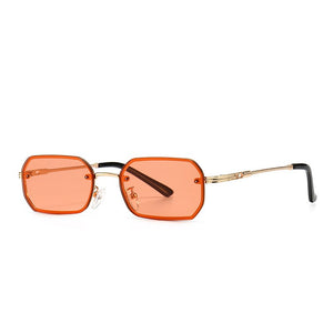 JASPEER Rectangle Sunglasses Men UV400 Driving Punk Rimless Sun Glasses Women Small Narrow Shades Eyewear Gafas De Sol