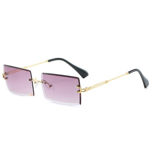 JASPEER  Rimless Rectangle Sunglasses Women Men Shades Brand Designer Gradient UV400 Sun Glasses Retro Frameless Sunglasses