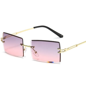 JASPEER  Rimless Rectangle Sunglasses Women Men Shades Brand Designer Gradient UV400 Sun Glasses Retro Frameless Sunglasses