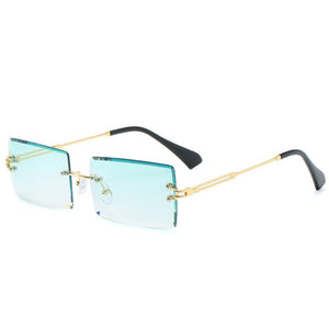 JASPEER  Rimless Rectangle Sunglasses Women Men Shades Brand Designer Gradient UV400 Sun Glasses Retro Frameless Sunglasses