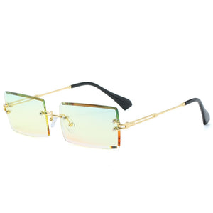 JASPEER  Rimless Rectangle Sunglasses Women Men Shades Brand Designer Gradient UV400 Sun Glasses Retro Frameless Sunglasses
