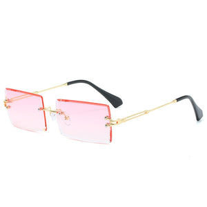 JASPEER  Rimless Rectangle Sunglasses Women Men Shades Brand Designer Gradient UV400 Sun Glasses Retro Frameless Sunglasses