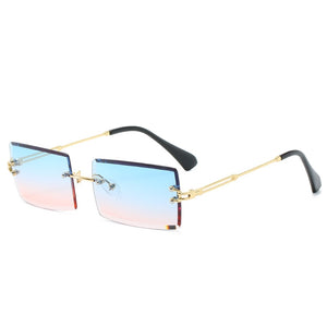JASPEER  Rimless Rectangle Sunglasses Women Men Shades Brand Designer Gradient UV400 Sun Glasses Retro Frameless Sunglasses