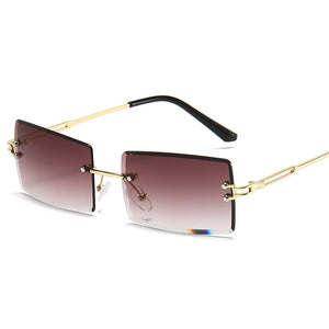 JASPEER  Rimless Rectangle Sunglasses Women Men Shades Brand Designer Gradient UV400 Sun Glasses Retro Frameless Sunglasses
