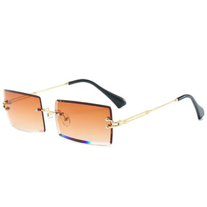JASPEER  Rimless Rectangle Sunglasses Women Men Shades Brand Designer Gradient UV400 Sun Glasses Retro Frameless Sunglasses