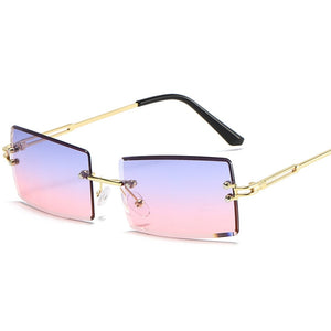 JASPEER  Rimless Rectangle Sunglasses Women Men Shades Brand Designer Gradient UV400 Sun Glasses Retro Frameless Sunglasses