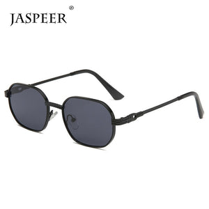 JASPEER  Punk Oval Sunglasses Men Retro Steampunk Classical Metal Frames Goggle UV400 Driving Sun Glasses