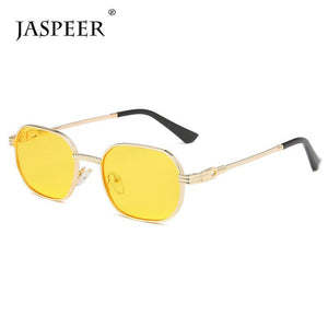 JASPEER  Punk Oval Sunglasses Men Retro Steampunk Classical Metal Frames Goggle UV400 Driving Sun Glasses