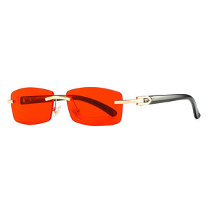 JASPEER Punk Rimless Rectangle Sunglasses Men Women Vintage Shades UV400 Driving Sun Glass Frameless Gradient  Eyewear