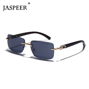 JASPEER Punk Rimless Rectangle Sunglasses Men Women Vintage Shades UV400 Driving Sun Glass Frameless Gradient  Eyewear