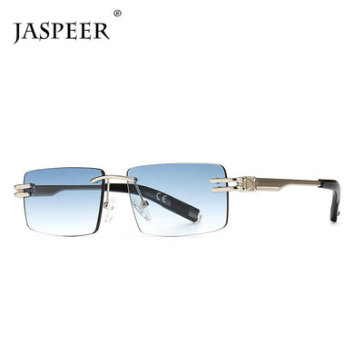 JASPEER Retro Rectangular Sunglasses Rimless Male Female Square Sun Glasses Men Frameless 2022 UV400 Rectangle Eyewear