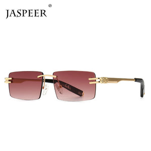 JASPEER Retro Rectangular Sunglasses Rimless Male Female Square Sun Glasses Men Frameless 2022 UV400 Rectangle Eyewear