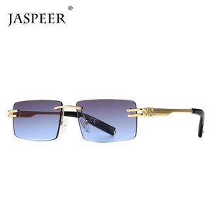 JASPEER Retro Rectangular Sunglasses Rimless Male Female Square Sun Glasses Men Frameless 2022 UV400 Rectangle Eyewear