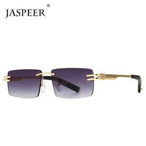 JASPEER Retro Rectangular Sunglasses Rimless Male Female Square Sun Glasses Men Frameless 2022 UV400 Rectangle Eyewear