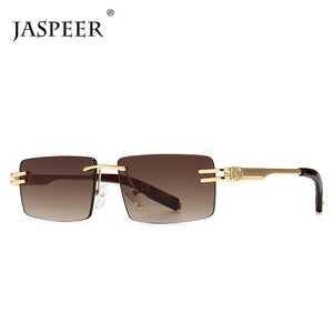 JASPEER Retro Rectangular Sunglasses Rimless Male Female Square Sun Glasses Men Frameless 2022 UV400 Rectangle Eyewear