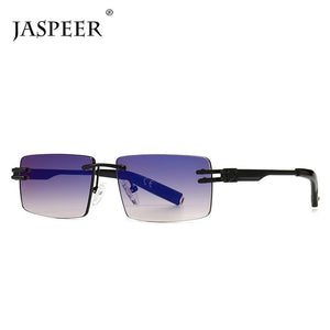 JASPEER Retro Rectangular Sunglasses Rimless Male Female Square Sun Glasses Men Frameless 2022 UV400 Rectangle Eyewear