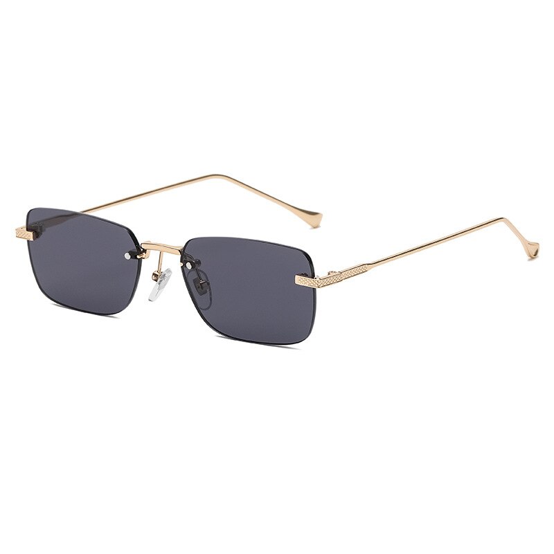 JASPEER Rimless Rectangular Sunglasses Women Vintage Small Square Sun Glasses Men UV400 Driving Retro Goggle Shades Eyewear