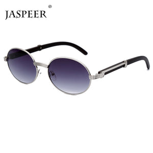 JASPEER Round Sunglasses Women Small Frame Classic Sun Glasses Yellow Blue Lens Men Steampunk Eyeglasses Retro Shades Eyewear