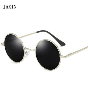 JAXIN Polarized Round Sunglasses Men classic wild Black sunglasses Mr personality metal frame mirror outdoor goggl UV400