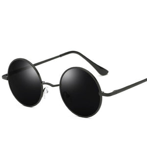 JAXIN Polarized Round Sunglasses Men classic wild Black sunglasses Mr personality metal frame mirror outdoor goggl UV400