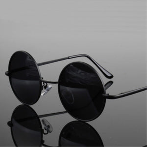 JAXIN Retro Polarized Round Sunglasses Men Black classic Sun Glasses Women brand design travel metal frame goggles UV400 okulary