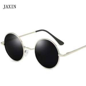 JAXIN Retro Round Sunglasses Men personality handsome Black Polarized Sun Glasses Mr brand design classic mirror UV400