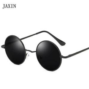 JAXIN Retro Round Sunglasses Men personality handsome Black Polarized Sun Glasses Mr brand design classic mirror UV400