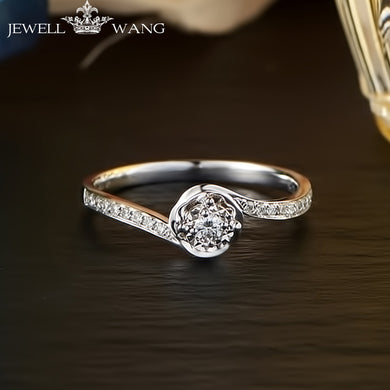 18K White Gold Diamond Rings for Women Round Romantic 0.5CT Effect Certified Engagement Diamond Luxury Rings Brands