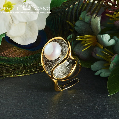 Baroque Pearl Jewelry Natural Pearl Rings 925 Sterling Silver Rings for Women Unique Gift Anniversary Ring