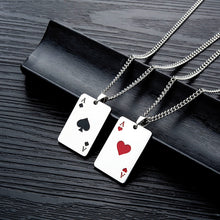 Carica l&#39;immagine nel visualizzatore di Gallery, JHSL Men Statement Poker Pendant Necklace Red Black Silver Color Stainless Steel Fashion Jewelry Gift