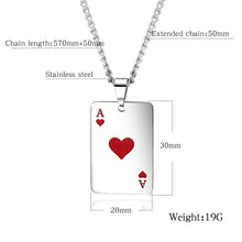 Carica l&#39;immagine nel visualizzatore di Gallery, JHSL Men Statement Poker Pendant Necklace Red Black Silver Color Stainless Steel Fashion Jewelry Gift