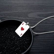 Carica l&#39;immagine nel visualizzatore di Gallery, JHSL Men Statement Poker Pendant Necklace Red Black Silver Color Stainless Steel Fashion Jewelry Gift