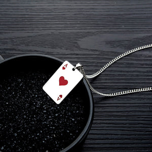 JHSL Men Statement Poker Pendant Necklace Red Black Silver Color Stainless Steel Fashion Jewelry Gift