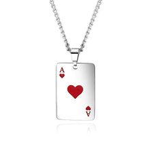 Carica l&#39;immagine nel visualizzatore di Gallery, JHSL Men Statement Poker Pendant Necklace Red Black Silver Color Stainless Steel Fashion Jewelry Gift
