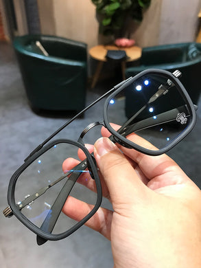JIANDAN Men And Women Retro Big Frame Korean Version Double Beam Big Face Anti-Blue Light Tide Style Eyeglass Frame